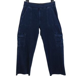Halara Flex Stretch Knit Denim Dark Wash Pull On Cargo Jeans Size Large Petite